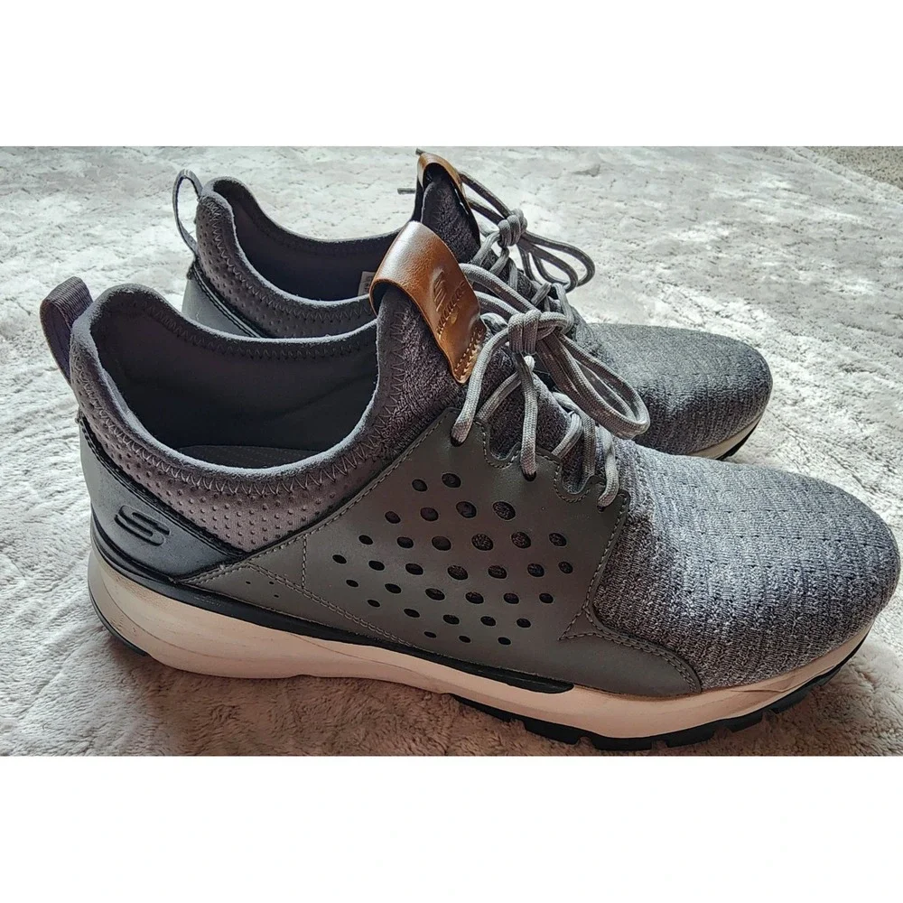 Skechers Relven-Velton Wide Fit Memory Foam Mens Grey Sneakers 11.5 65539